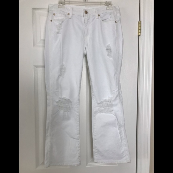7 For All Mankind cropped boot white jeans - Picture 4 of 9